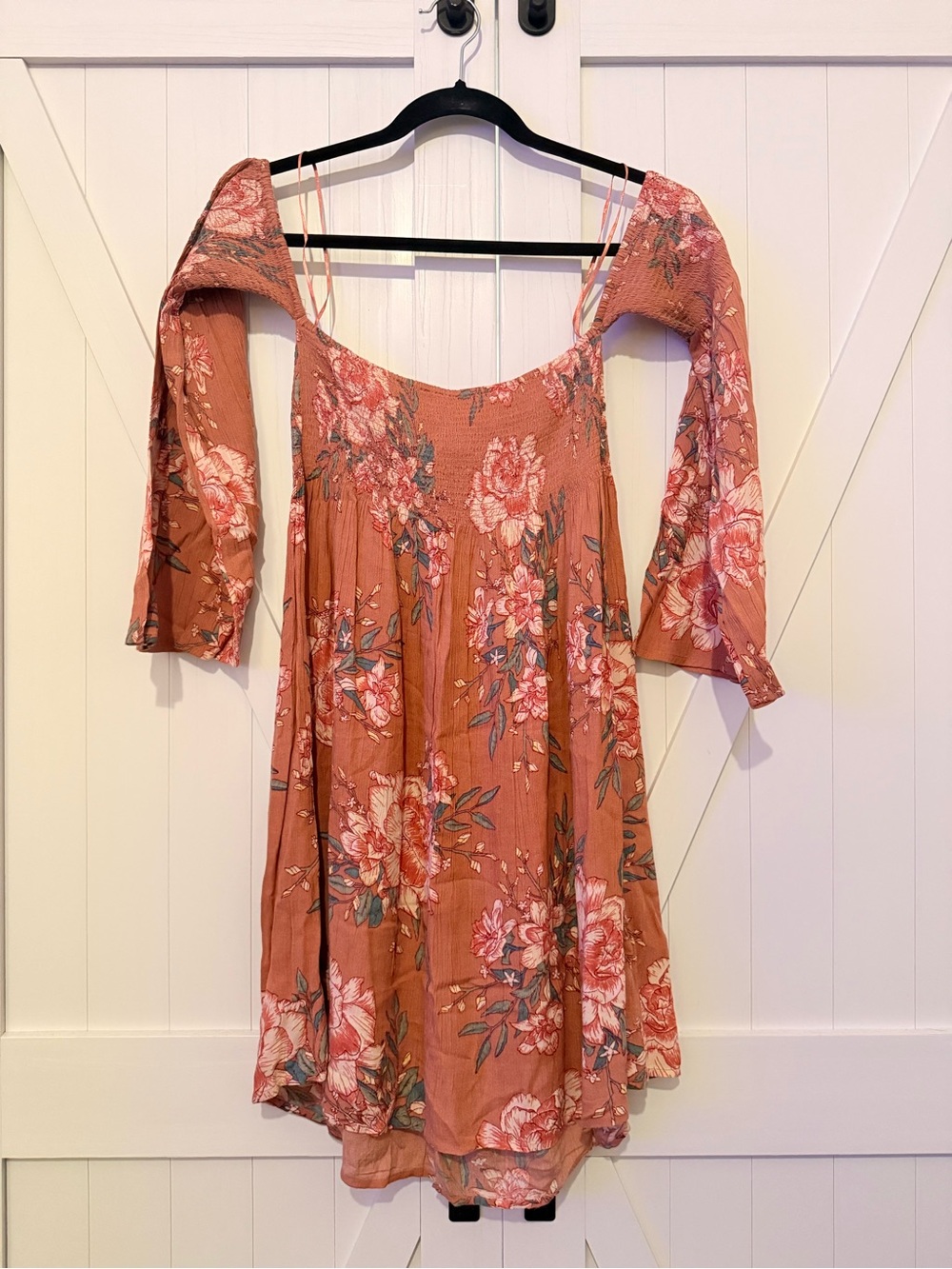 Billabong Pink Floral Off the Shoulder Dress